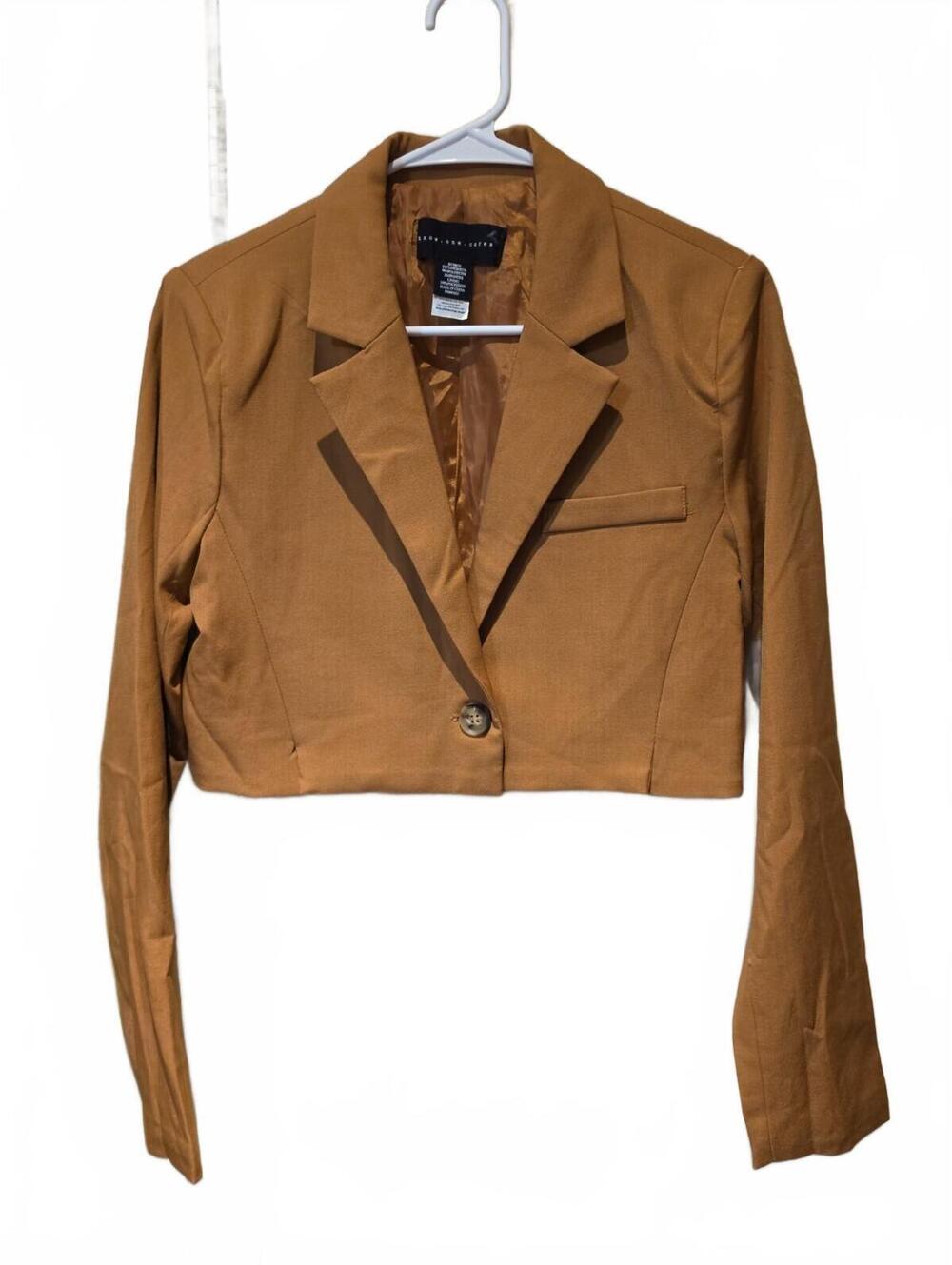 Know One Cares Camel Cropped Blazer Jacket NWOT. Size Small
